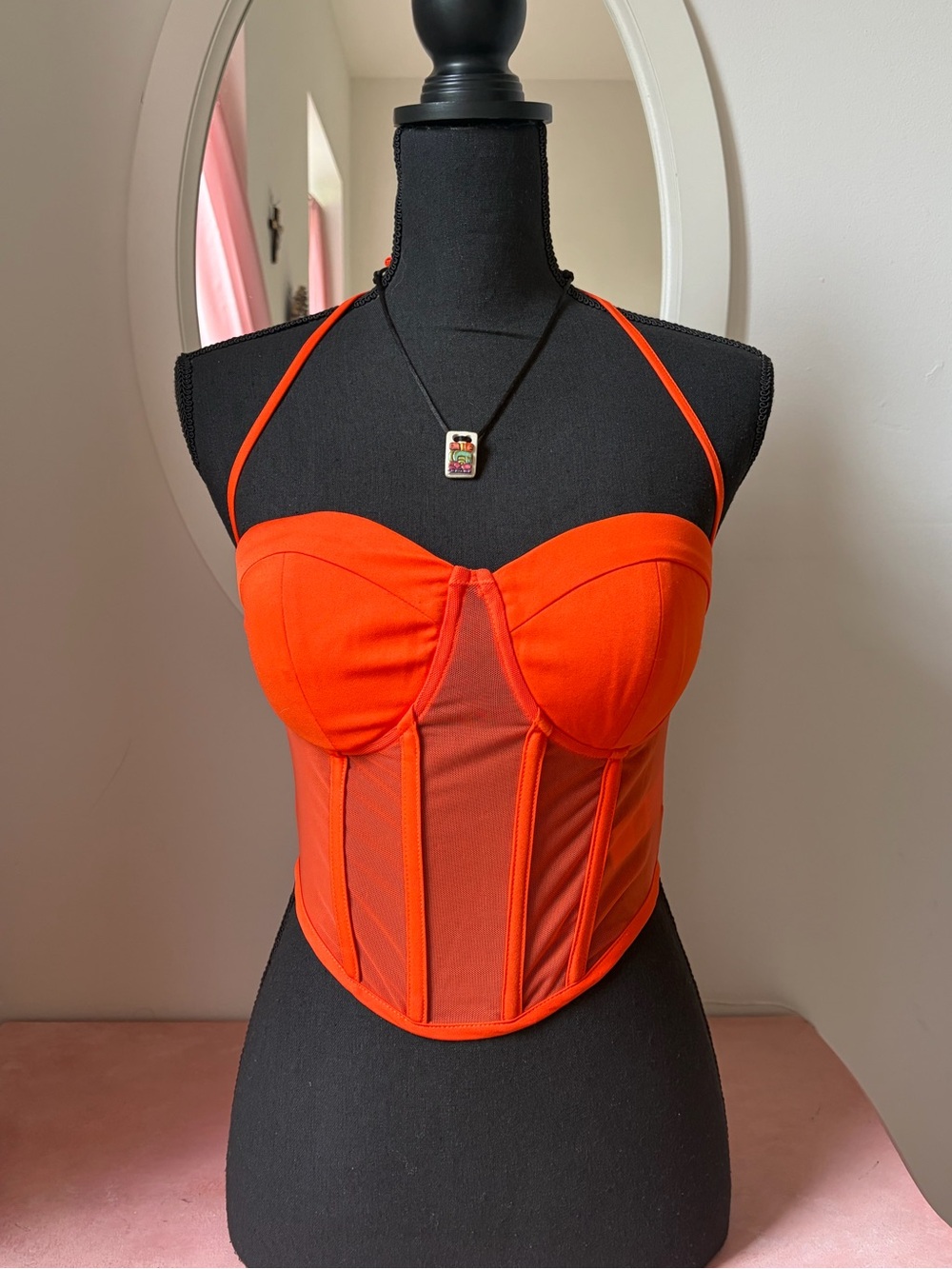 PrettyLittleThing Orange Bustier Corset Top